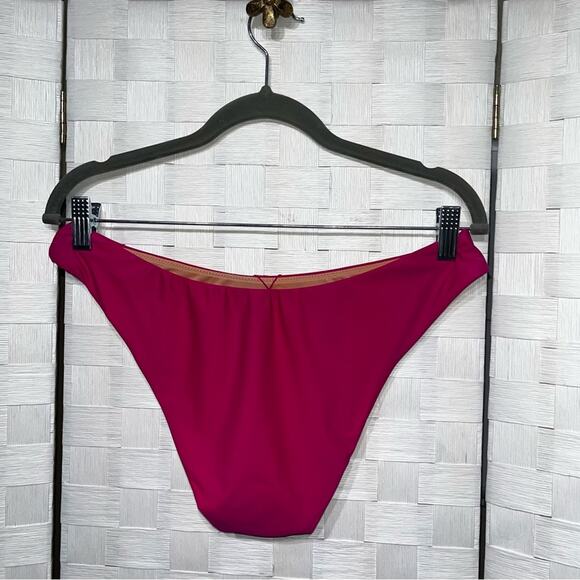 J. Crew Women's Cheeky Bikini Swim Bottom Size S Hot Pink Curved Waist Mid UPF - Picture 2 of 11
